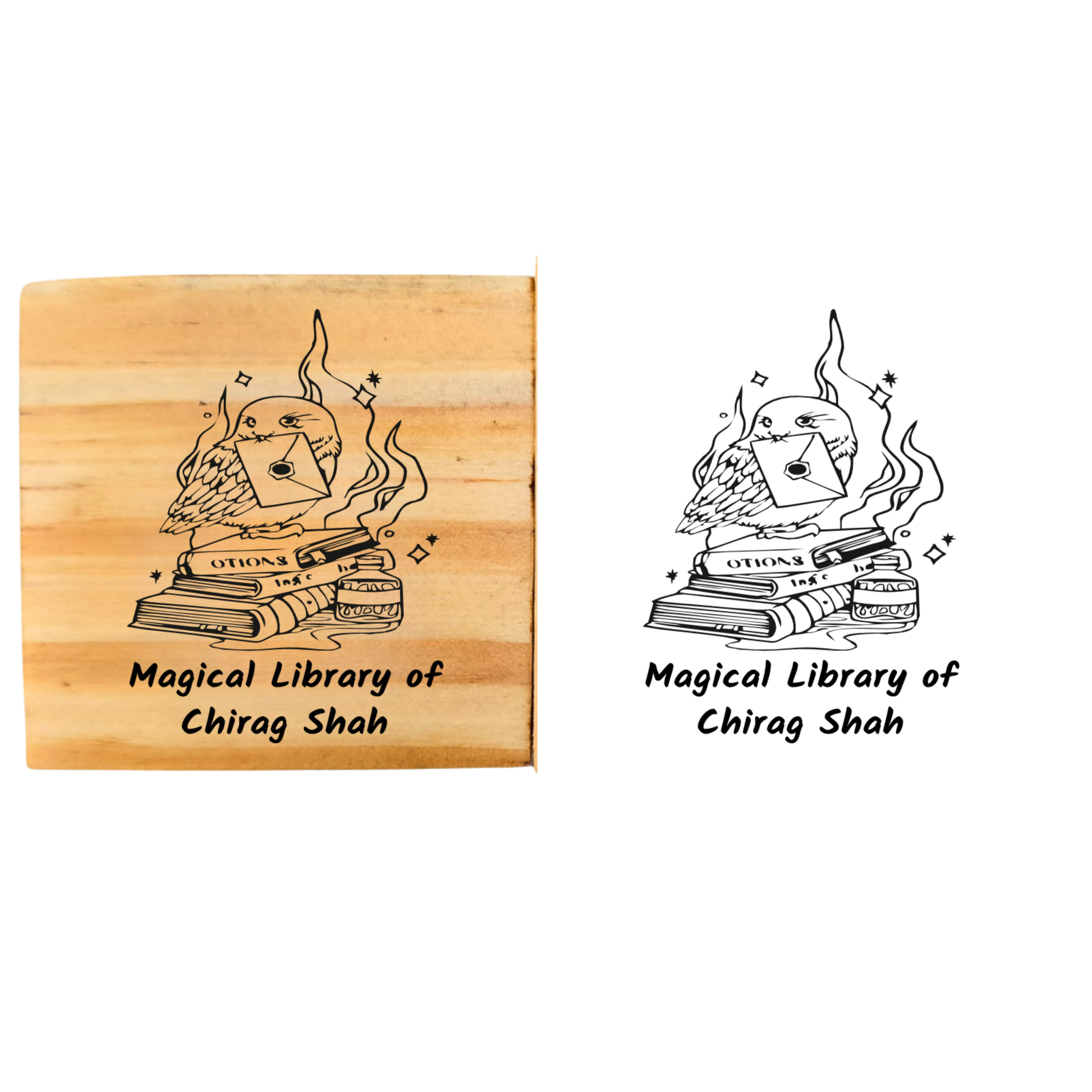 Spell Cast Book  Personalised Wooden Book Stamp with Your Name - Kunya  Personalize At Ease