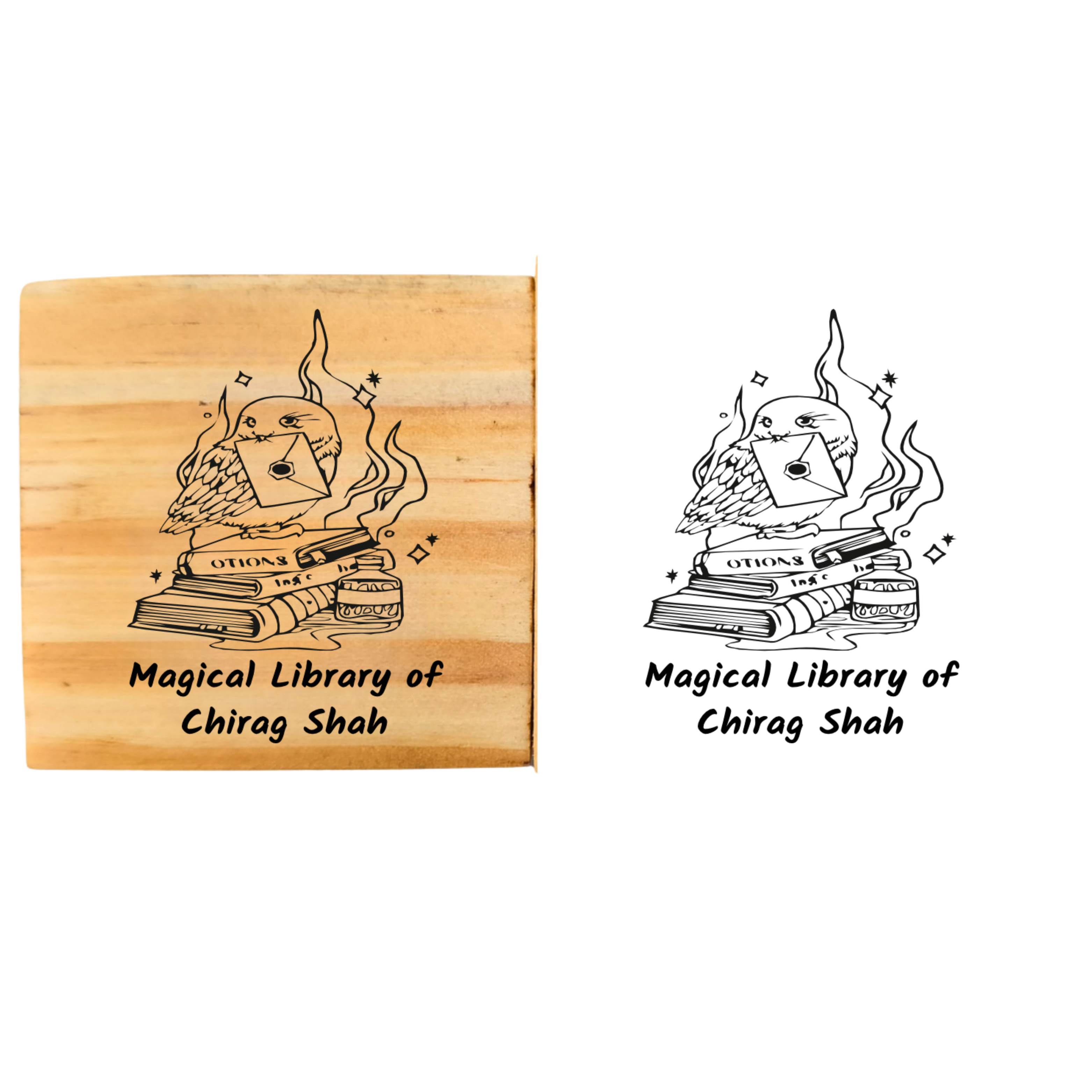 Spell Cast Book  Personalised Wooden Book Stamp with Your Name - Kunya  Personalize At Ease