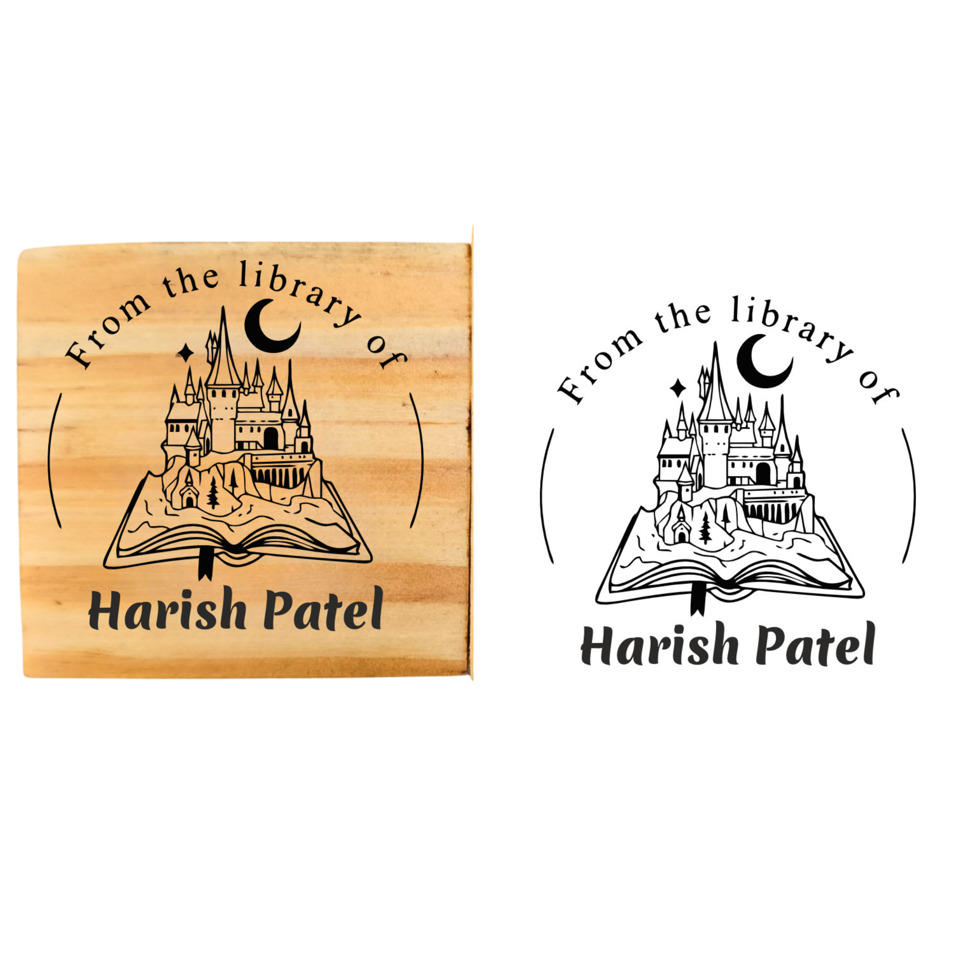 Magical Castle Personalised Wooden Book Stamp with Your Name - Kunya  Personalize At Ease
