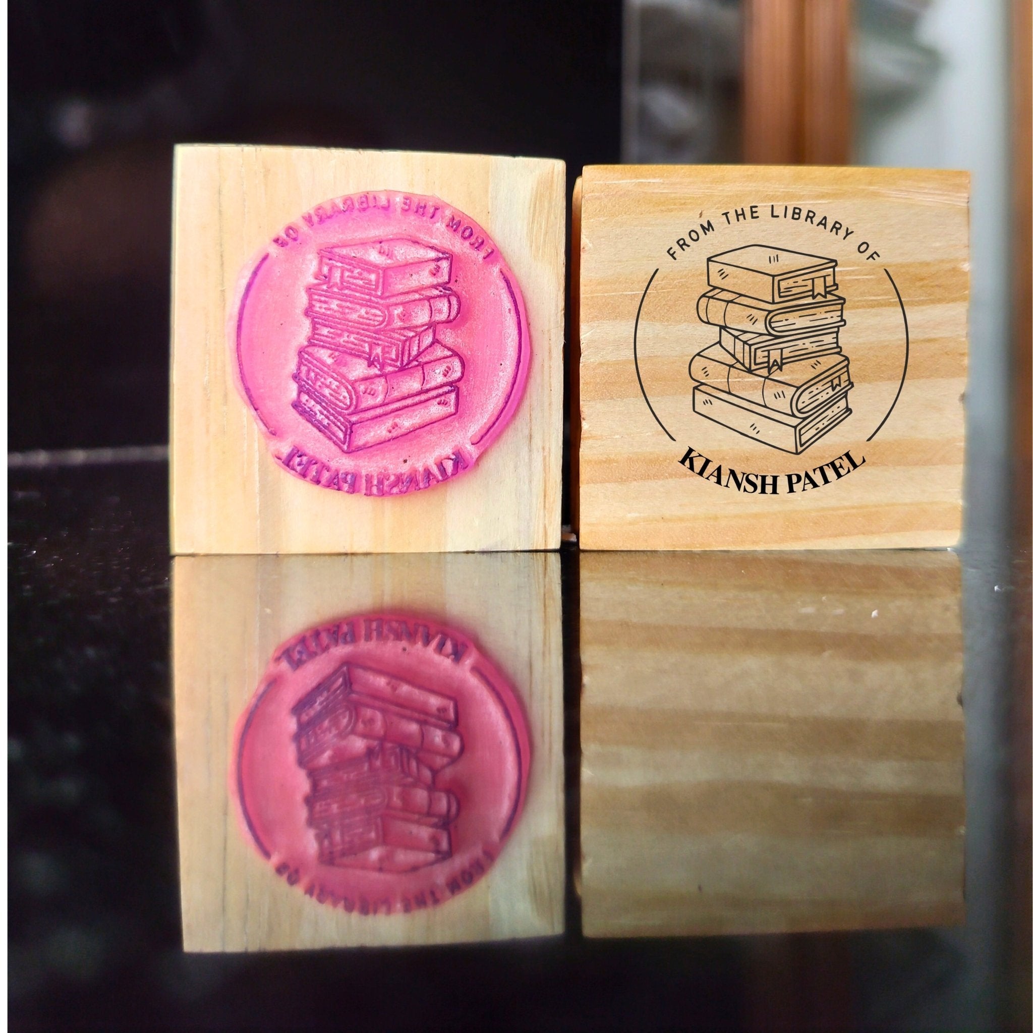 Bookworm Personalised Wooden Book Stamp with Your Name - Kunya  Personalize At Ease
