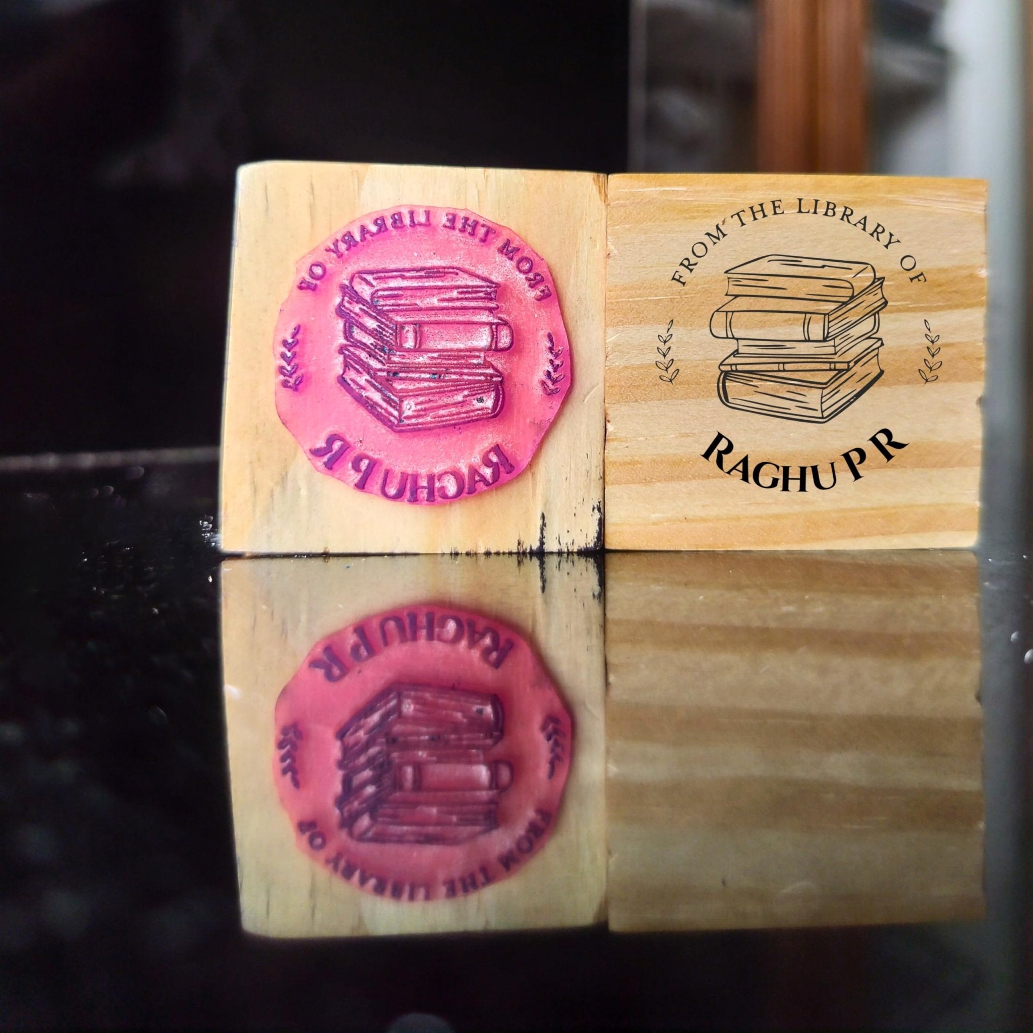 Classic Library - Personalised Wooden Book Stamp with Your Name - Kunya  Personalize At Ease
