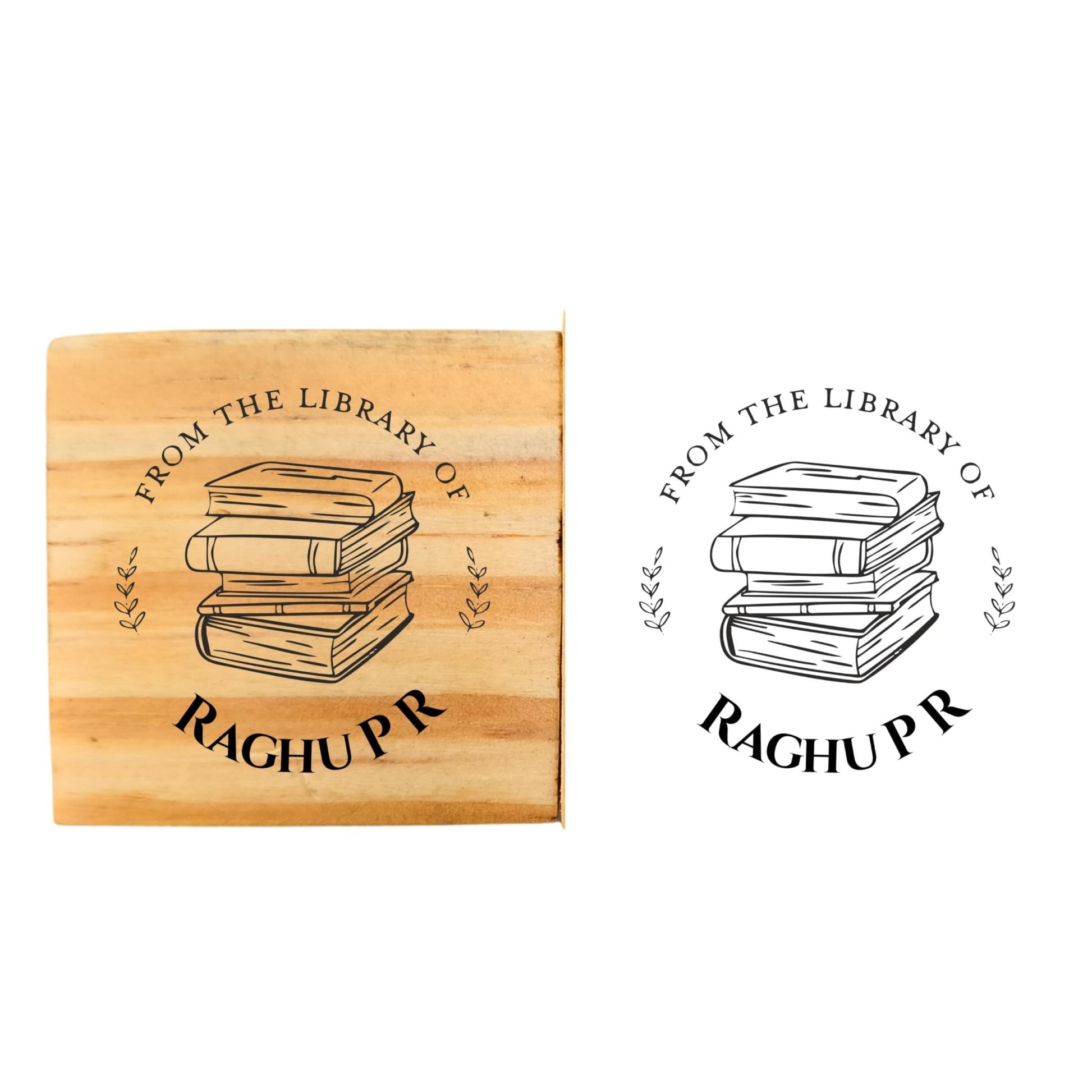 Classic Library - Personalised Wooden Book Stamp with Your Name - Kunya  Personalize At Ease