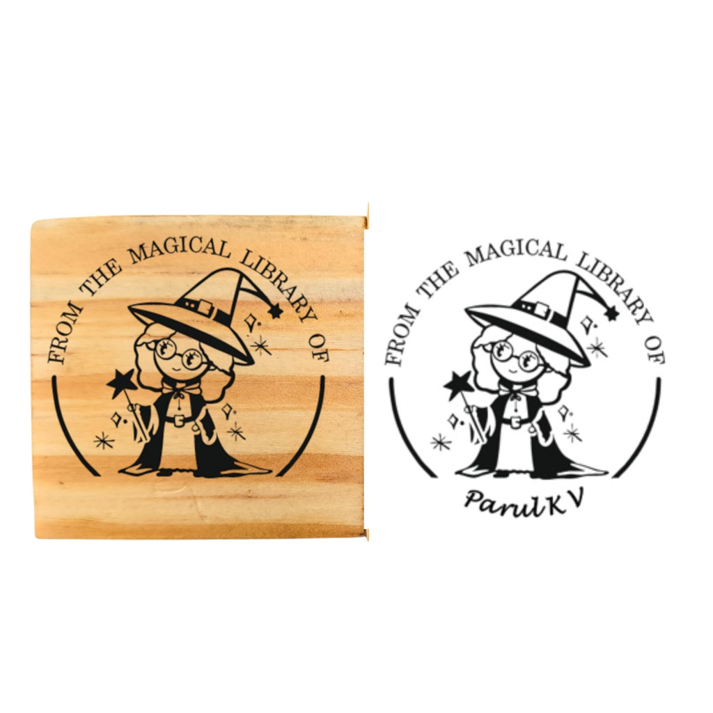 Magical Library - Personalised Wooden Book Stamp with Your Name - Kunya  Personalize At Ease