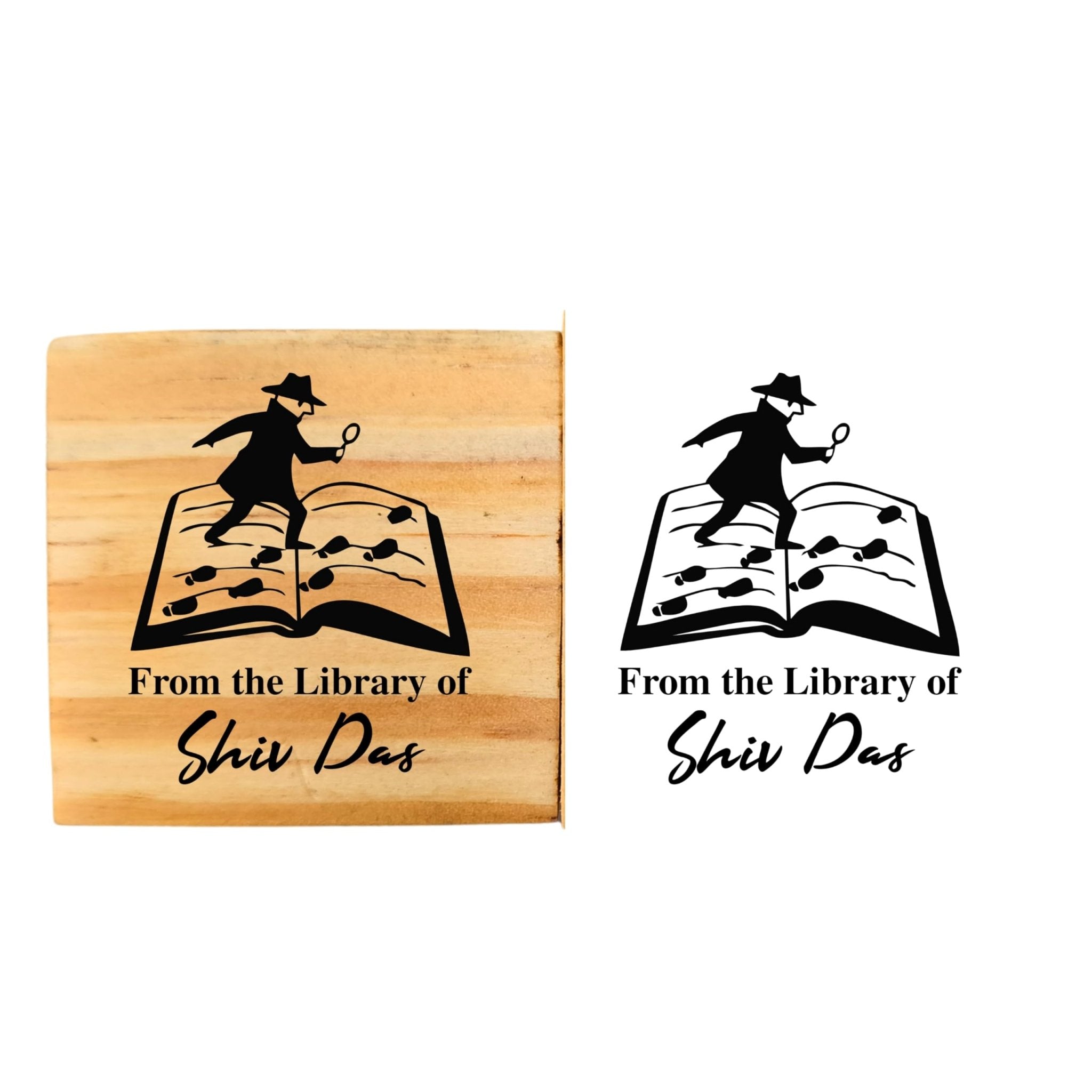 Mr Detective  - Personalised Wooden Book Stamp with Your Name - Kunya  Personalize At Ease