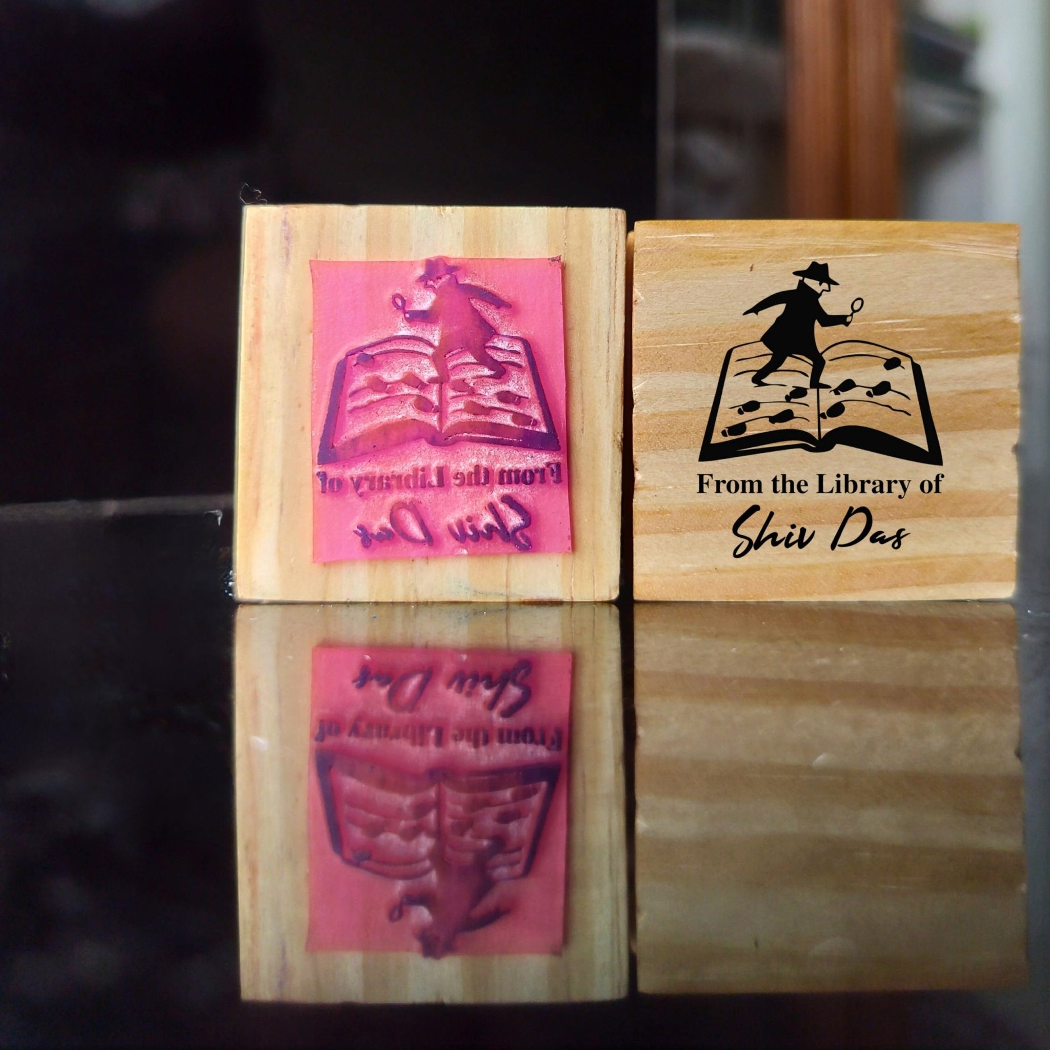 Mr Detective  - Personalised Wooden Book Stamp with Your Name - Kunya  Personalize At Ease