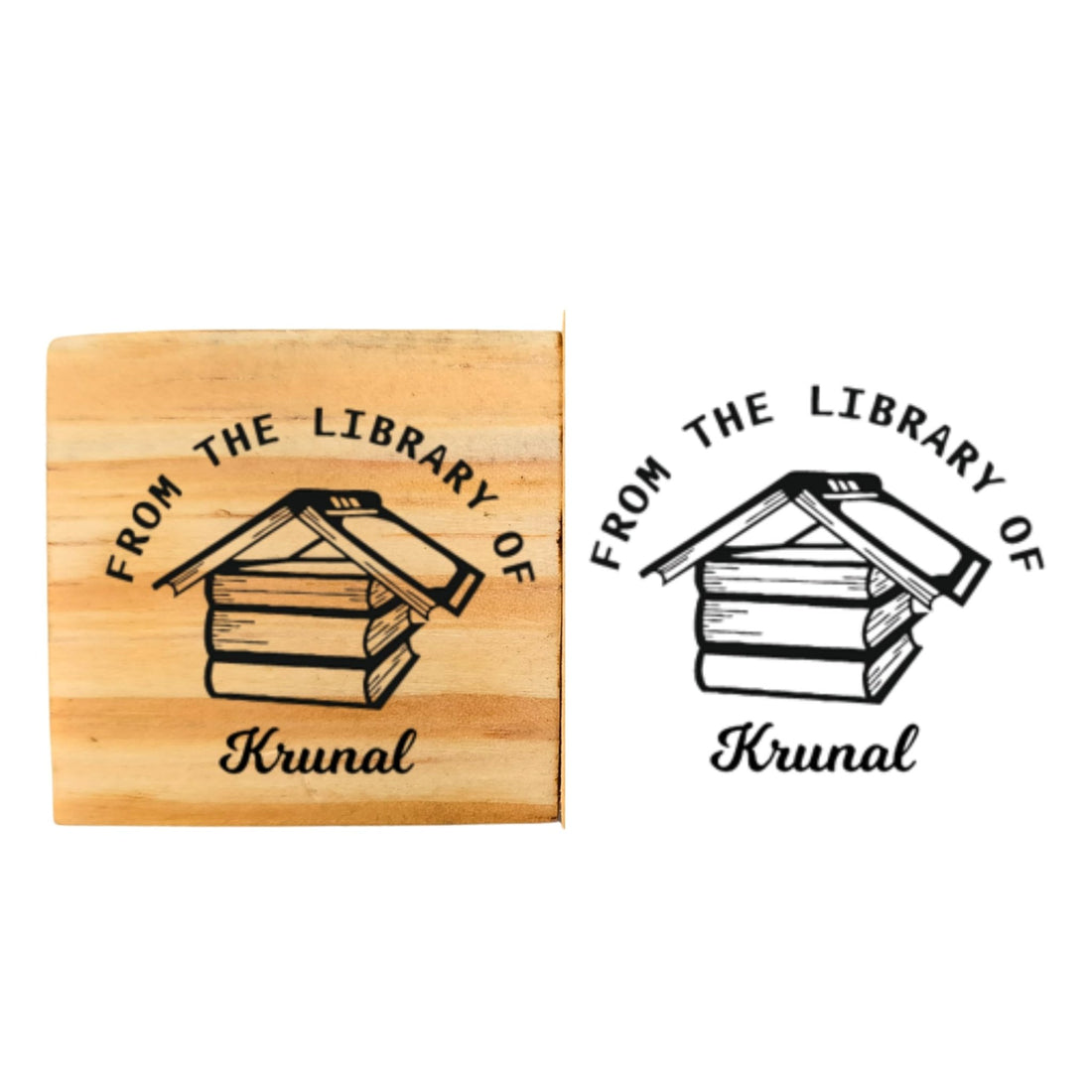 My Home Library - Personalised Wooden Book Stamp with Your Name - Kunya  Personalize At Ease