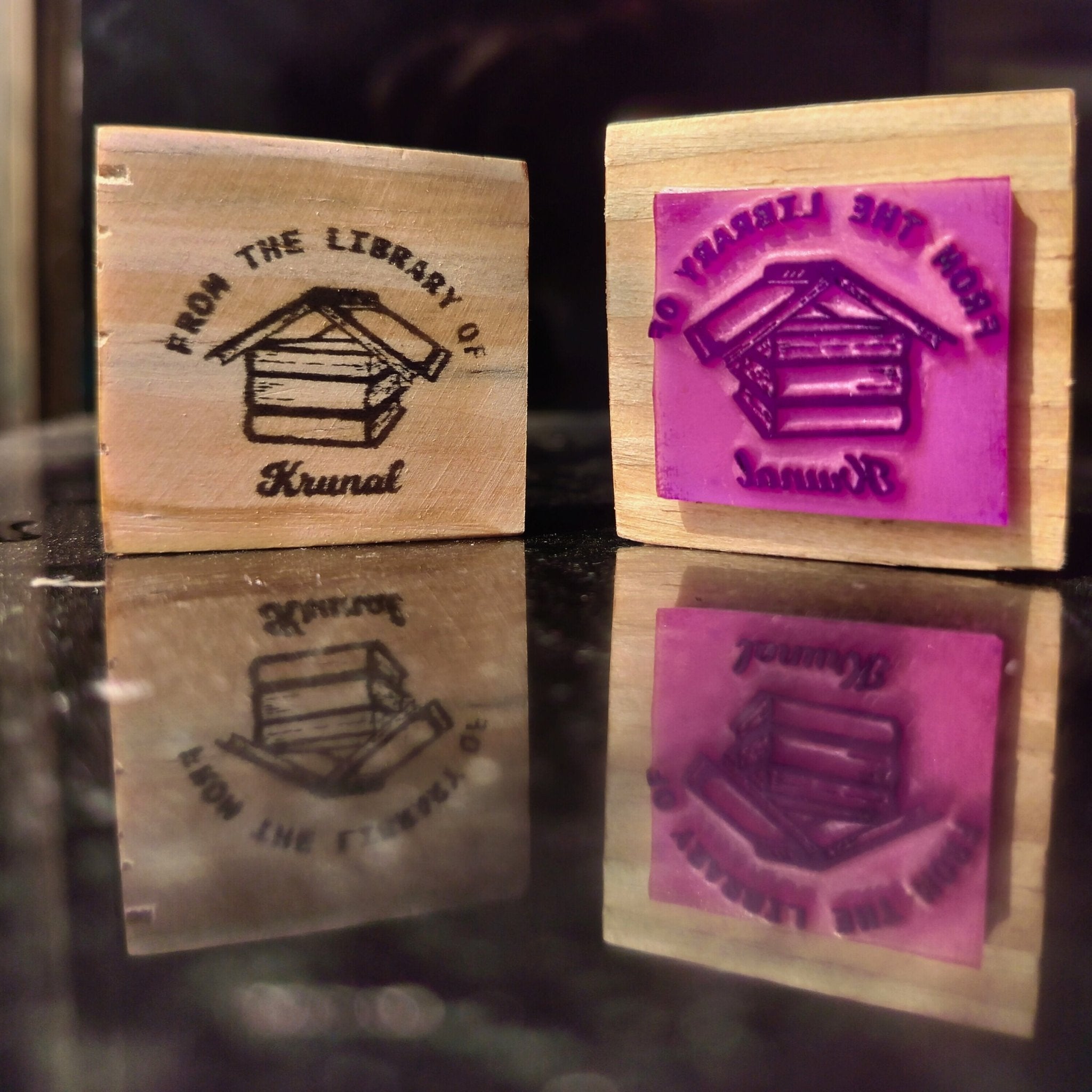 My Home Library - Personalised Wooden Book Stamp with Your Name - Kunya  Personalize At Ease