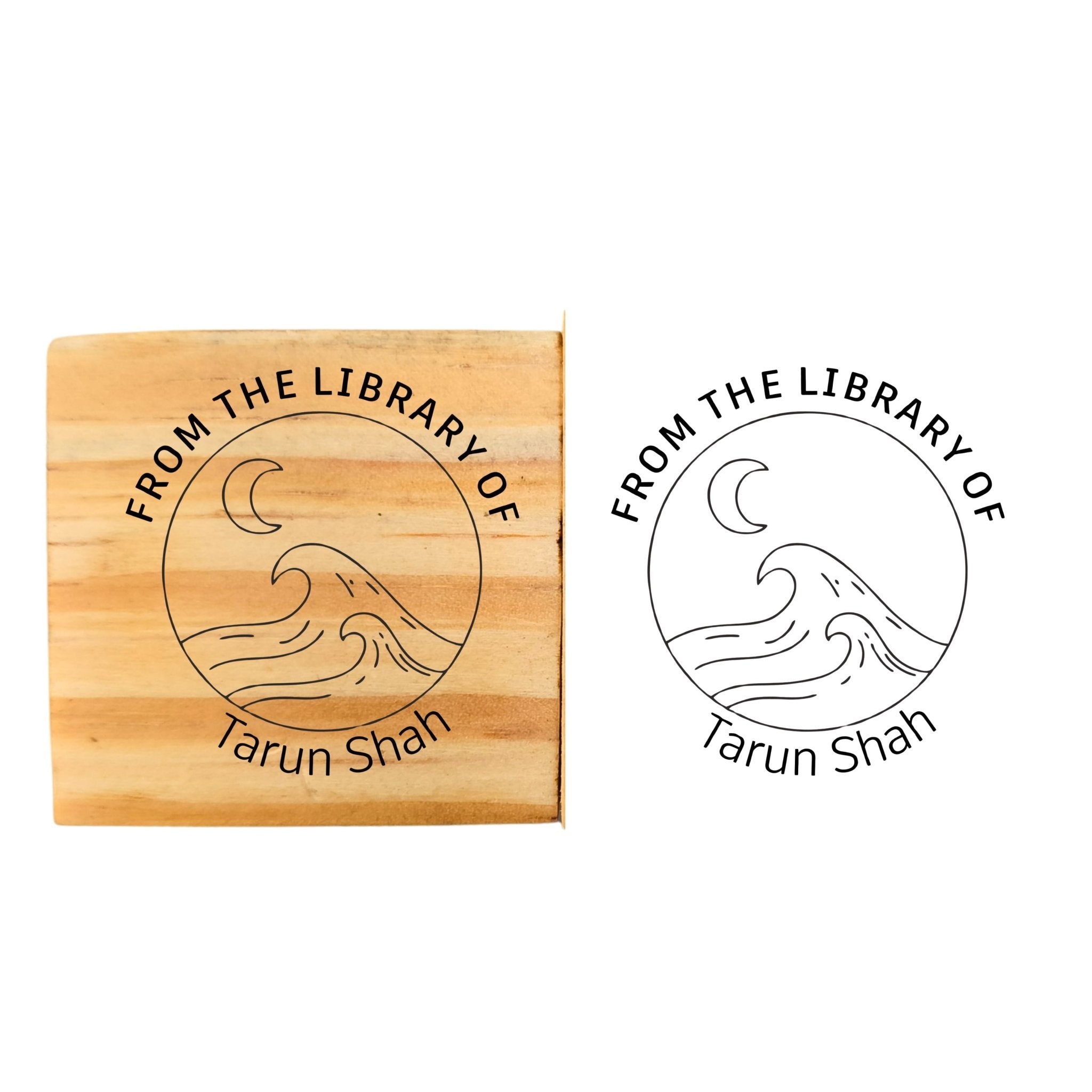 Ocean & Moon - Personalised Wooden Book Stamp with Your Name - Kunya  Personalize At Ease