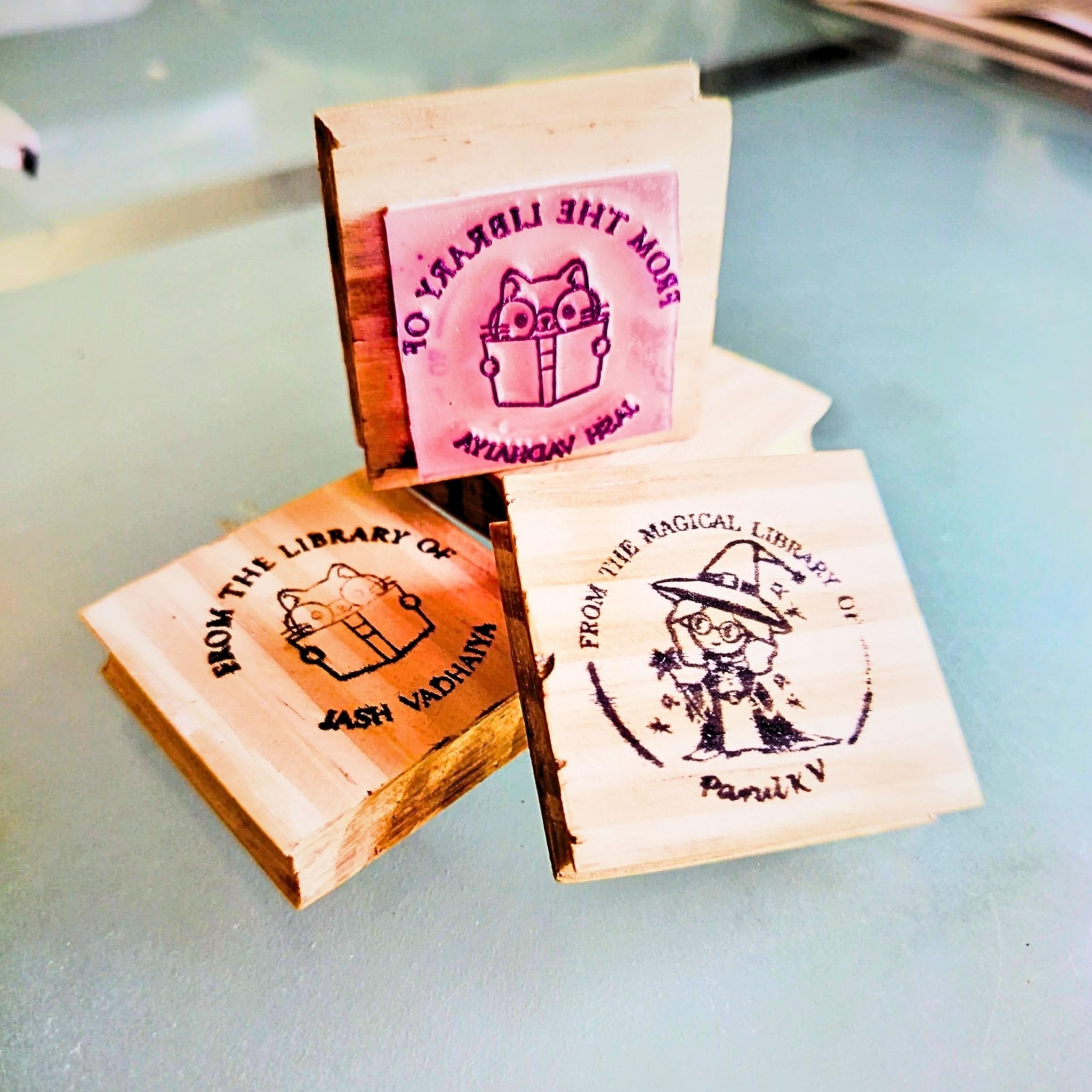 Ocean & Moon - Personalised Wooden Book Stamp with Your Name - Kunya  Personalize At Ease