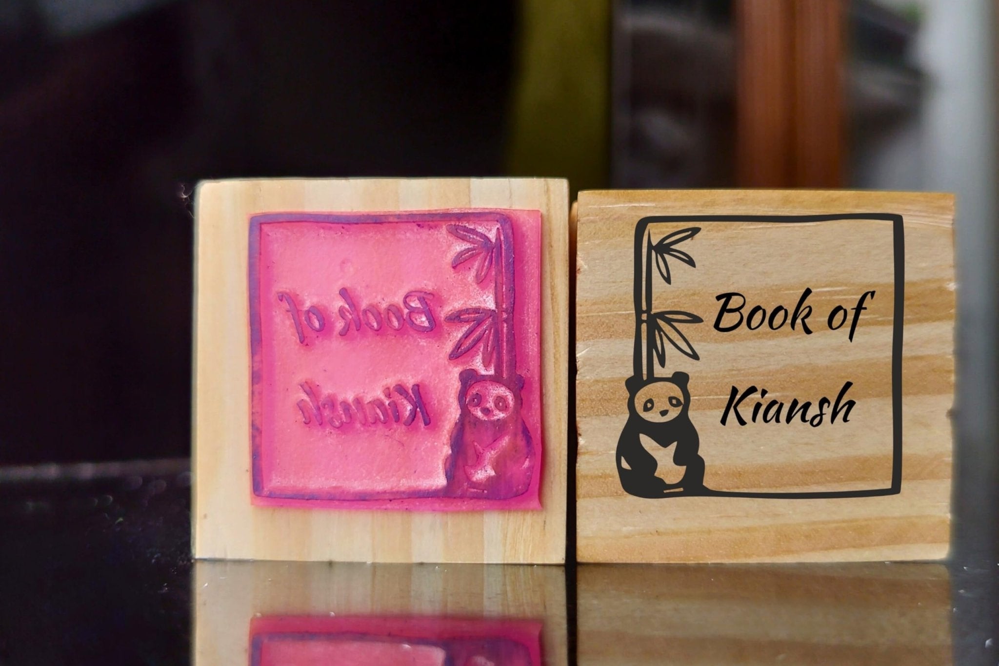 Panda lover - Personalised Wooden Book Stamp with Your Name - Kunya  Personalize At Ease