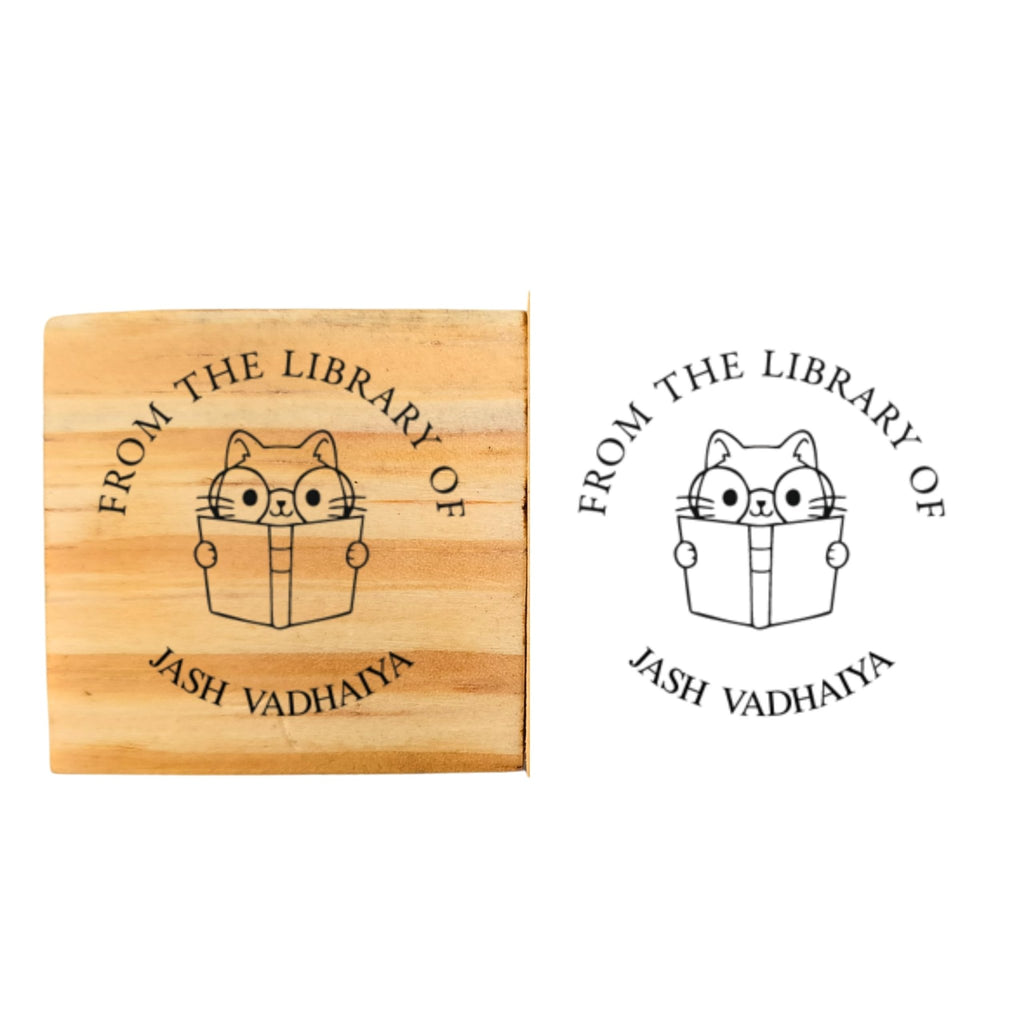 Smart Cat - Personalised Wooden Book Stamp with Your Name - Kunya  Personalize At Ease