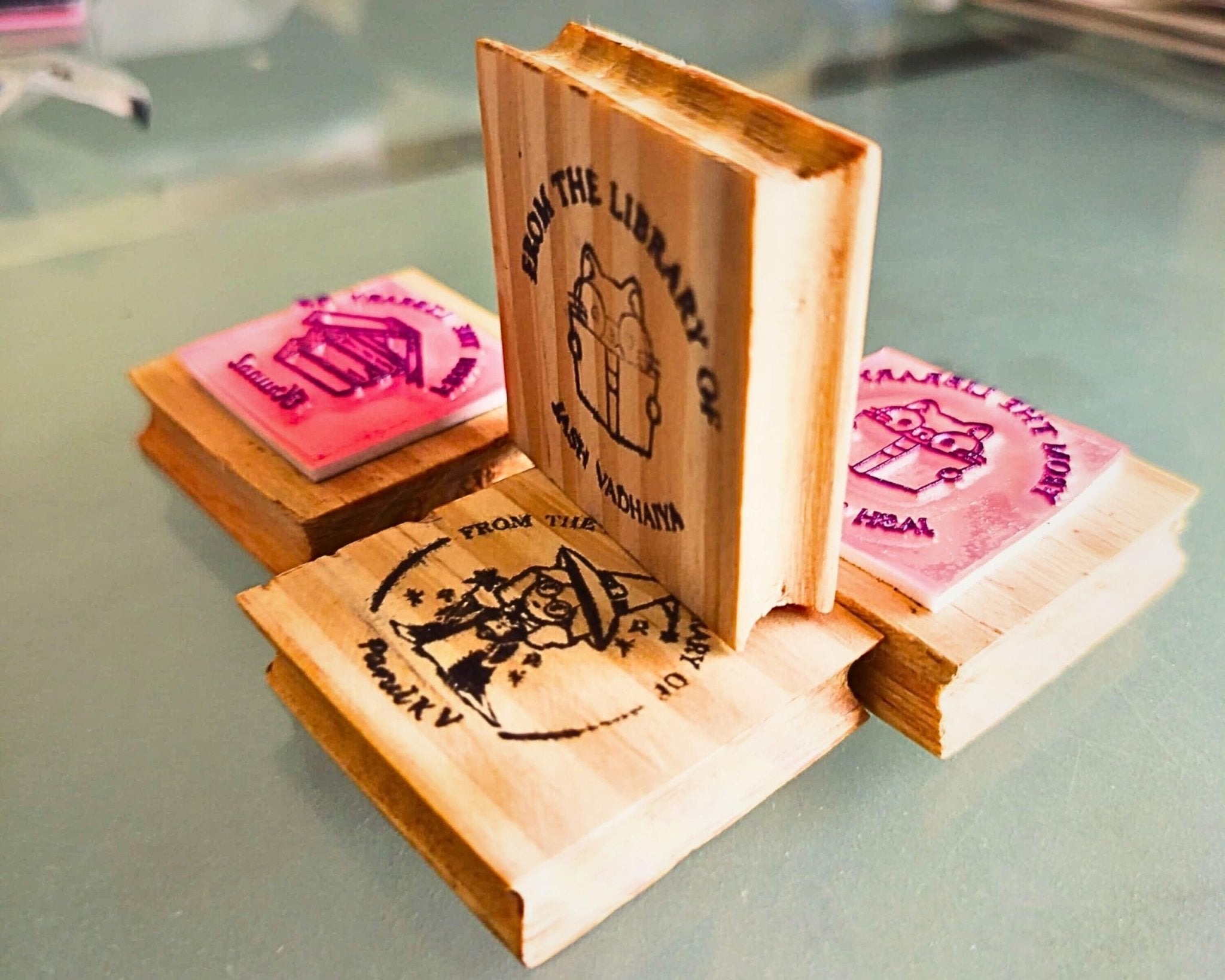 Swinging Girl - Personalised Wooden Book Stamp with Your Name - Kunya  Personalize At Ease